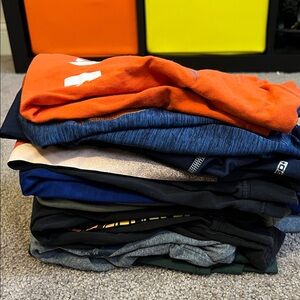 9 Boys shirts- short & long sleeve Nike Under Armour Champion Adidas Reebok